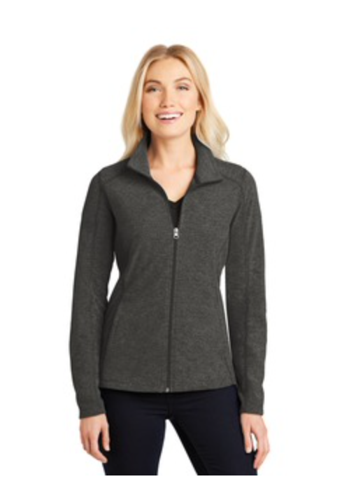 Port Authority Micro-fleece Jacket in Black Charcoal Heather Main Image